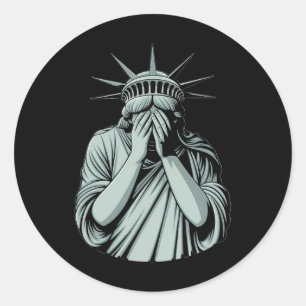Freiheitsstatue Trauriges Amerika Runder Aufkleber