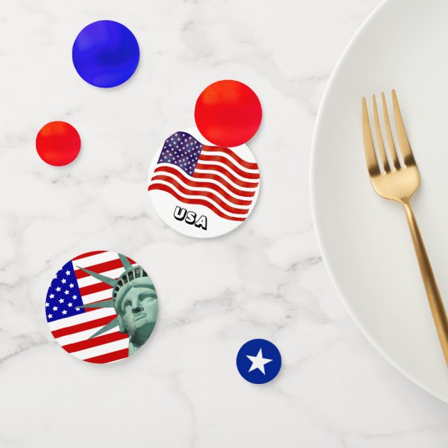Freiheitsstatue und amerikanischer Flaggenkonfetti Konfetti (Gruppe)