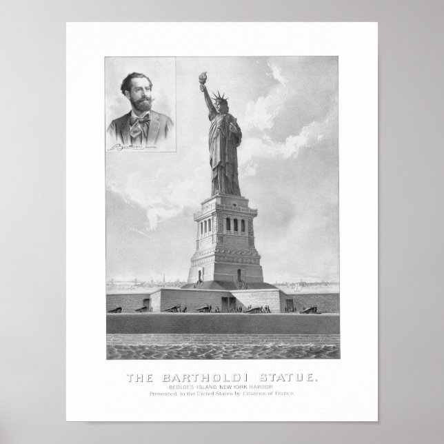 Freiheitsstatue und Bartholdi Portrait Poster (Vorne)