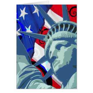 Freiheitsstatue und Patriotische amerikanische Fla