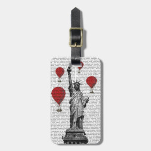 Freiheitsstatue und Rot-Heißluftballons Gepäckanhänger