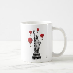 Freiheitsstatue und Rot-Heißluftballons Tasse