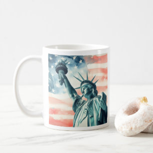 Freiheitsstatue unter amerikanischer Flagge Kaffeetasse