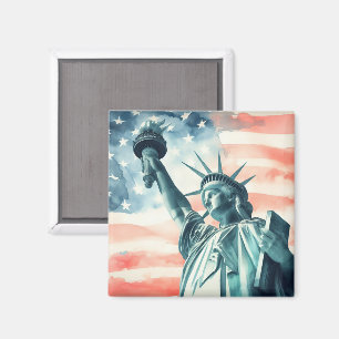 Freiheitsstatue unter amerikanischer Flagge Magnet