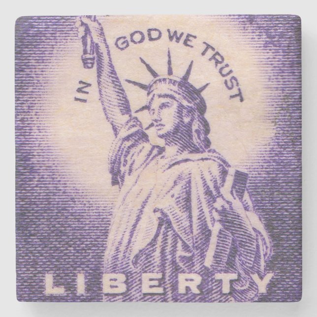 Freiheitsstatue US Vintage Steinuntersetzer (Vorderseite)
