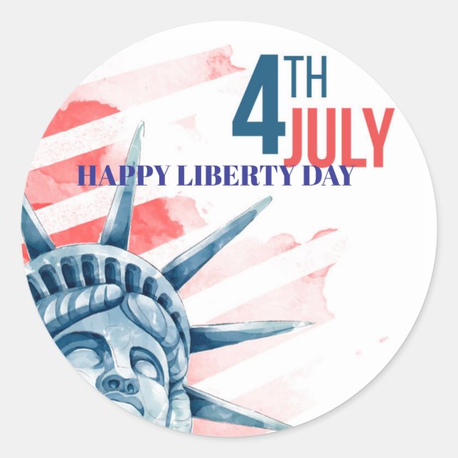 Freiheitsstatue Vierte Juli Zoll Runder Aufkleber (Vorderseite)
