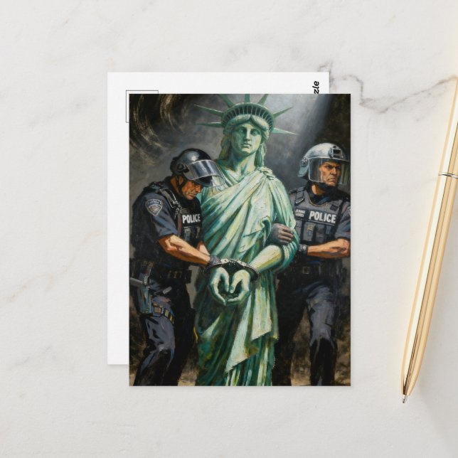 Freiheitsstatue wird Postkarte verhaftet (Vorderseite/Rückseite Beispiel)