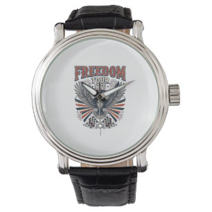 Freiheitstour 1776 Vintage Adler Patriotisches Hem Armbanduhr