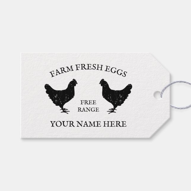 Freilandhaltung Frische Eier für Hühner Silhouette Geschenkanhänger (Vorderseite (Horizontal))