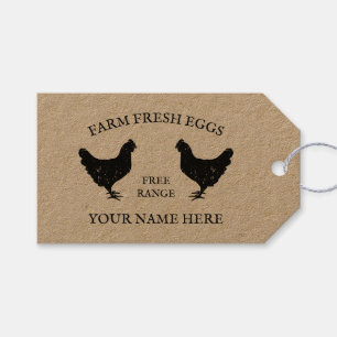 Freilandhaltung Frische Eier für Hühner Silhouette Geschenkanhänger