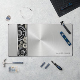 Freiliegende Geber auf gebürstetem Silber mit Ihre Schreibtischunterlage