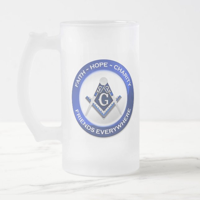 Freimaurer-Frosted-Mug Mattglas Bierglas (Links)