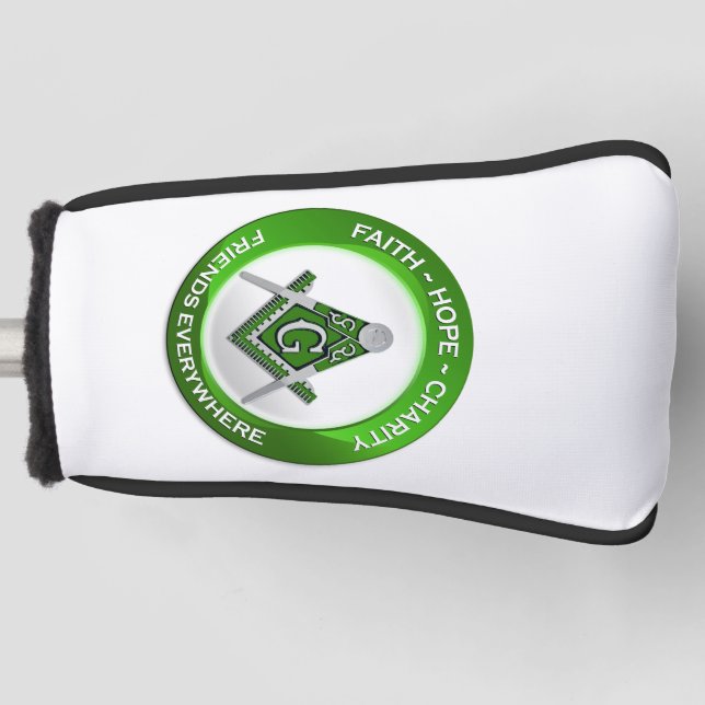 Freimaurer Golf Putter Cover Grün Headcover (Vorderseite)