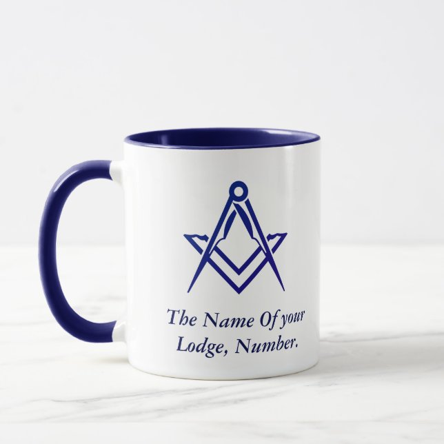 Freimaurer Kompass Blau Tasse (Links)
