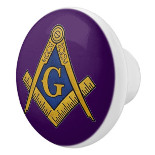 Freimaurer Masonic Lila und Gold Keramikknauf
