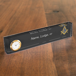 Freimaurer Masonic Schwarz und Gold Namensplakette