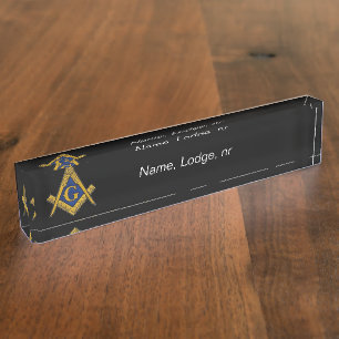 Freimaurer Masonic Schwarz und Gold Namensplakette