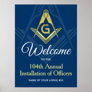 Freimaurer Navy Blau und Gold Maurer Begrüßungsfei Poster