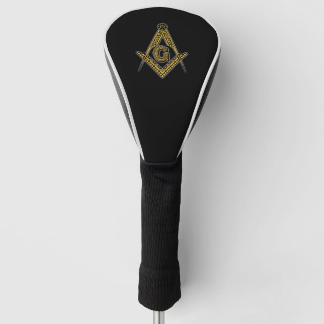 Freimaurer (Schwarzes u. Gold) Golf Headcover (Vorderseite)
