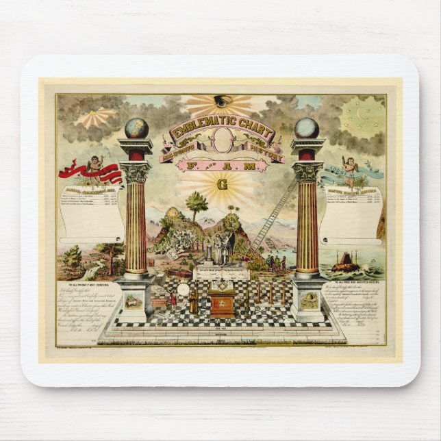 Freimaurer-symbolisches Freimaurerdiagramm Mousepad (Vorne)