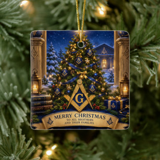 Freimaurer Wasserfarben-Christbaum Keramikornament