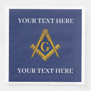 Freimaurer Zirkel und Winkel Blau Serviette