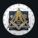 Freimaurerei-Emblem Dartscheibe<br><div class="desc">Quadrat,  Kompass und alles sehende Auge</div>