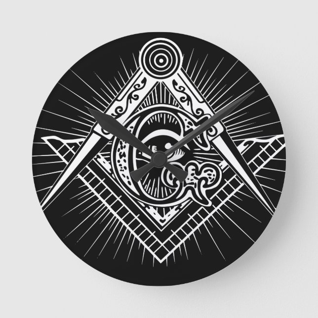 Freimaurerei-Masonic-Mauerwerk Runde Wanduhr (Vorderseite)