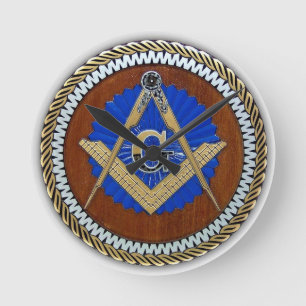 Freimaurerei NWO Verschwörung Platz & Kompass Runde Wanduhr