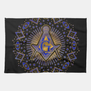 Freimaurerensymbol Platz und Kompasse Geschirrtuch