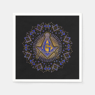 Freimaurerensymbol Platz und Kompasse Serviette