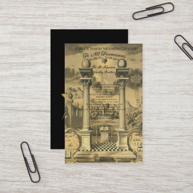 Freimaurerkarte Visitenkarte (Vorderseite/Rückseite Beispiel)