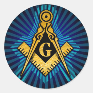 Freimaurerkompaß und Quadrat Runder Aufkleber