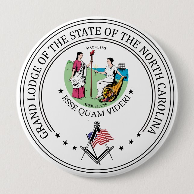 Freimaurerloge des Staat North Carolina Button (Vorderseite)