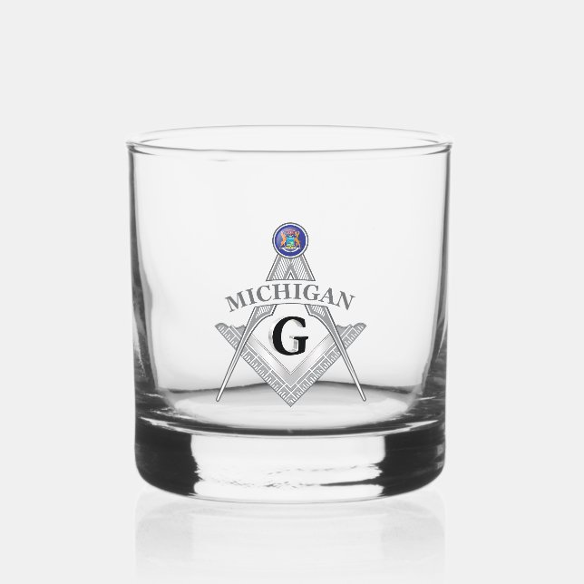 Freimaurerloge des Staat von Michigan Whiskyglas (Vorderseite)