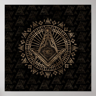 Freimaurersymbol Platz und Kompasse Poster