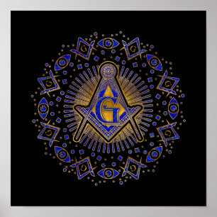 Freimaurersymbol Platz und Kompasse Poster