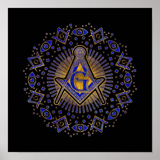 Freimaurersymbol Platz und Kompasse Poster (Vorne)
