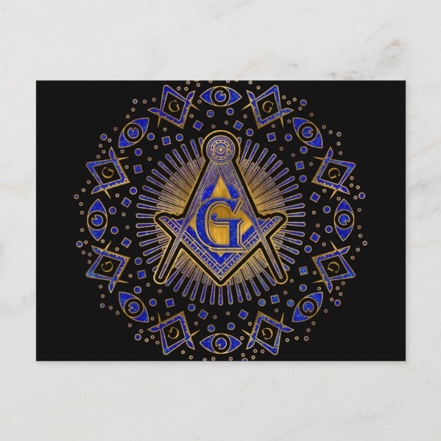 Freimaurersymbol Platz und Kompasse Postkarte (Vorderseite)