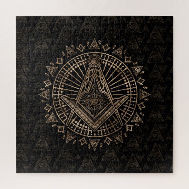 Freimaurersymbol Platz und Kompasse Puzzle (Vertikal)