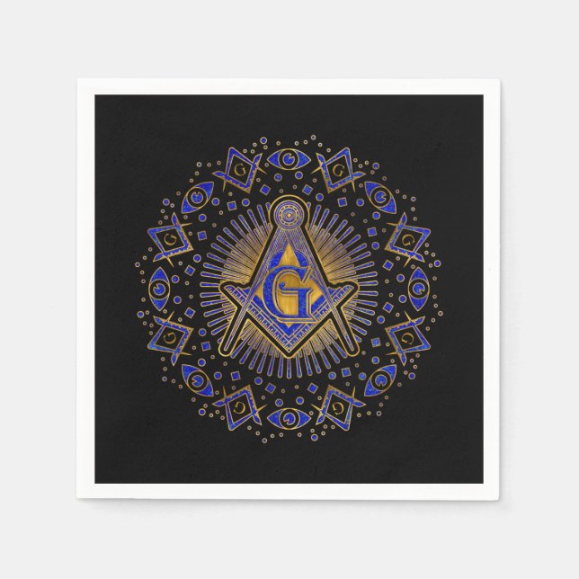 Freimaurersymbol Platz und Kompasse Serviette (Vorderseite)