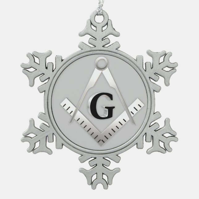Freimaurersymbol Schneeflocken Zinn-Ornament (Vorderseite)
