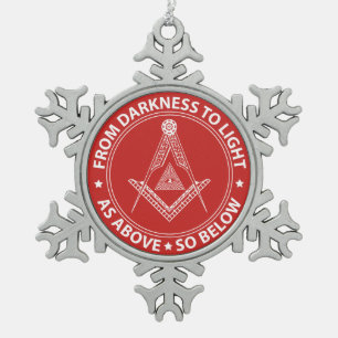 Freimaurersymbol Schneeflocken Zinn-Ornament