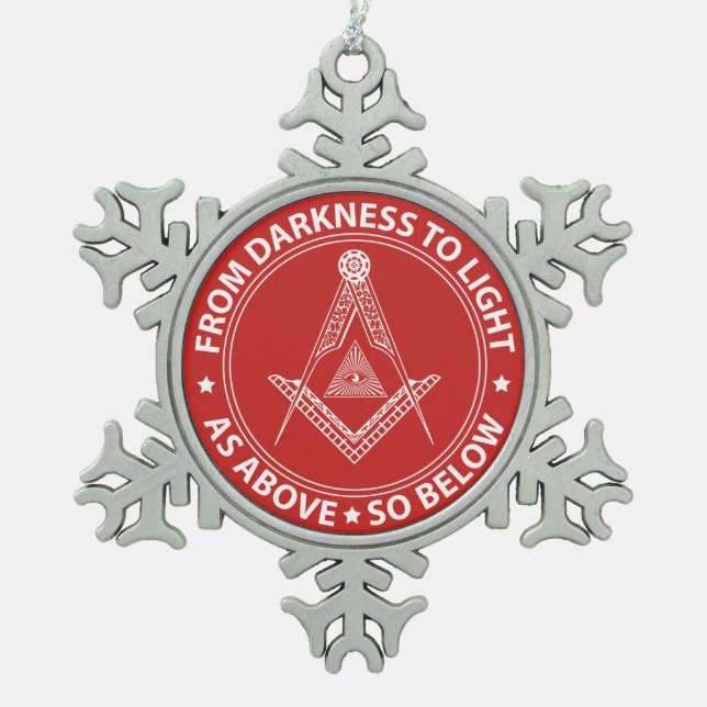 Freimaurersymbol Schneeflocken Zinn-Ornament (Vorderseite)