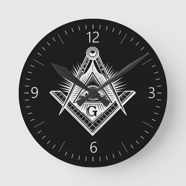 Freimaurerzeichen Runde Wanduhr (Vorderseite)