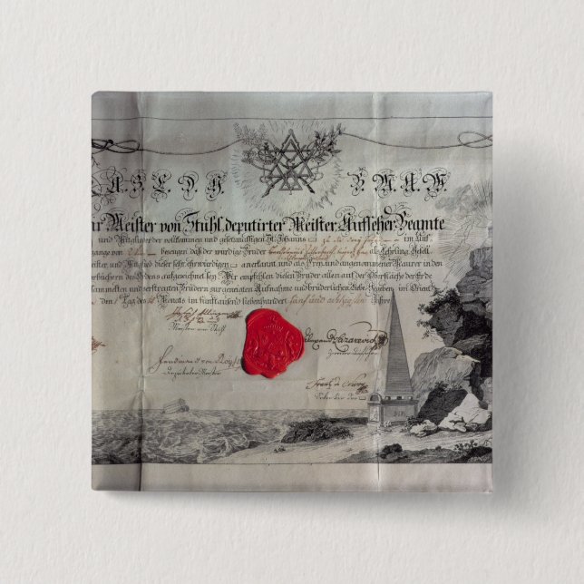 Freimaurerzertifikat, 1785 button (Vorderseite)