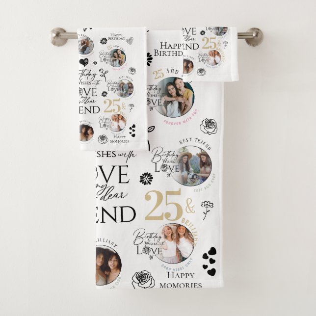 `Freitag-Geburtstags-Fotocollage Badhandtuch Set (Insitu)