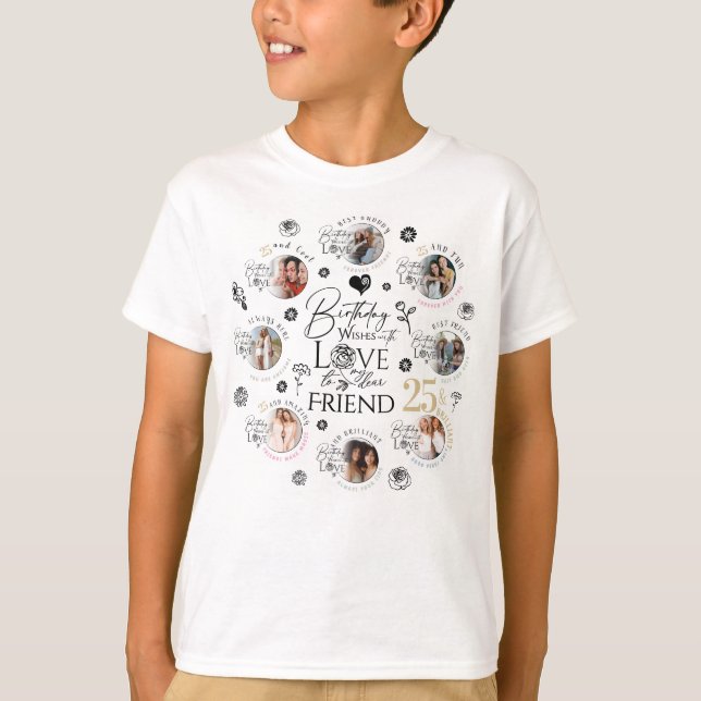 `Freitag-Geburtstags-Fotocollage T-Shirt (Vorderseite)