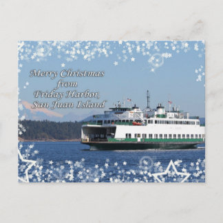 Freitag-Hafen-Fähren-Weihnachten frohe Feiertage Feiertagspostkarte
