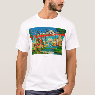 Freitag-Hafen, Washington - großer Buchstabe T-Shirt